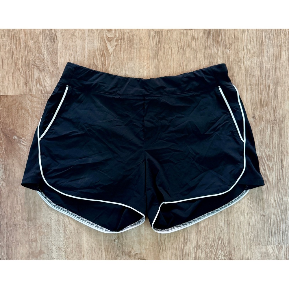 Athleta Black Running Shorts White Trim Women's‎ Size 10